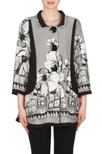 Joseph Ribkoff Floral Coat Giacca Nero Donna Black/white Size 8