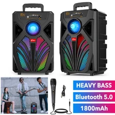 5000W Bluetooth 5.0 Speaker Portable Party Speaker Stereo Subwoofer Bass w/ Mic