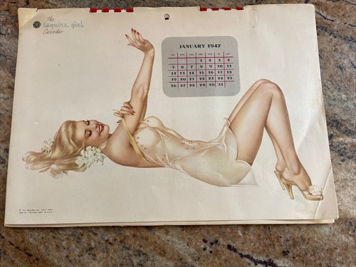 Original Vintage 1947 The Esquire Girl Calendar - Complete 12 Months