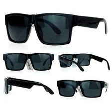 Kush Gangster Rectangular Squared All Black Horn Rim Sunglasses