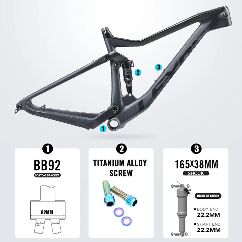 29inch Boost Carbon Frame MTB Bike XC Scott Cross Country Trail Suspension Frame - Image 2 of 4