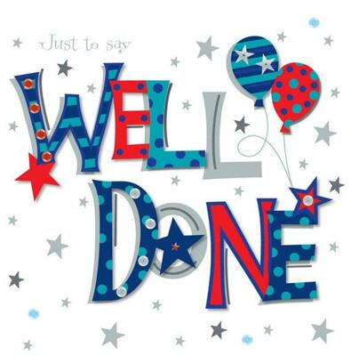 Just To Say WELL DONE - 3D erhabener Buchstabe verziert große Luxus Handarbeit Karte