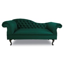 Chesterfield Jasper Green Chaise Lounge Sofa Accent Arm Chair Hand-Made 
