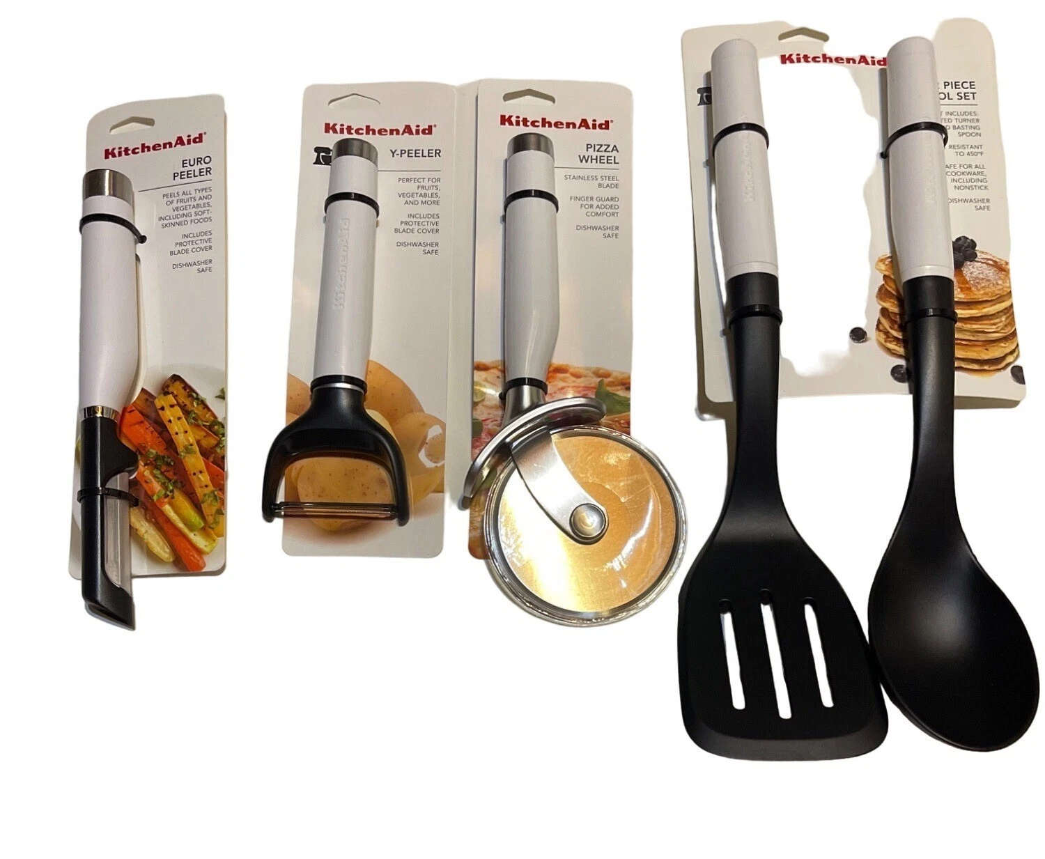Kitchenaid White Slotted Turner BastingSpoon Euro Peeler Y-Peeler & Pizza Cutter
Opens in a new wind