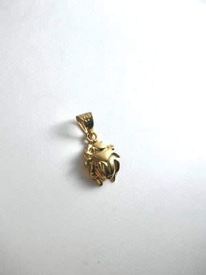 Handmade 18k Gold Ancient Egyptian Stamped Scarab Beetle Khepri Charm 0.6g 18mm
