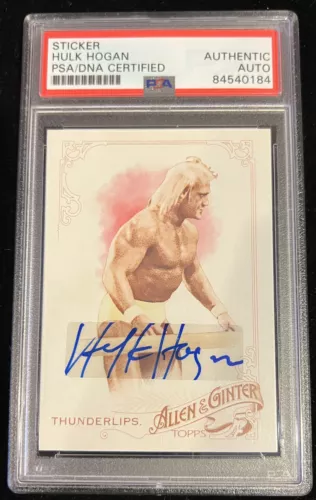 Hulk Hogan Signed Allen Ginter Card Hulkamania Autograph PSA AUTO Thunder Lips