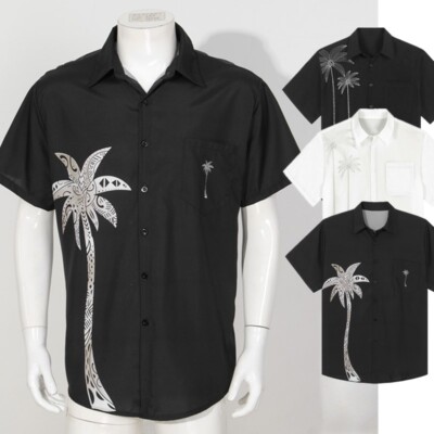 Men's Hawaiian Shirt Coconut Tree Printed Short Sleeve Button