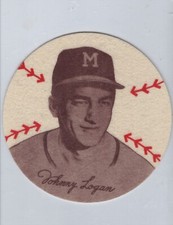 1954 Preferred Products Johnny Logan ~ Milwaukee Braves WITH LABEL