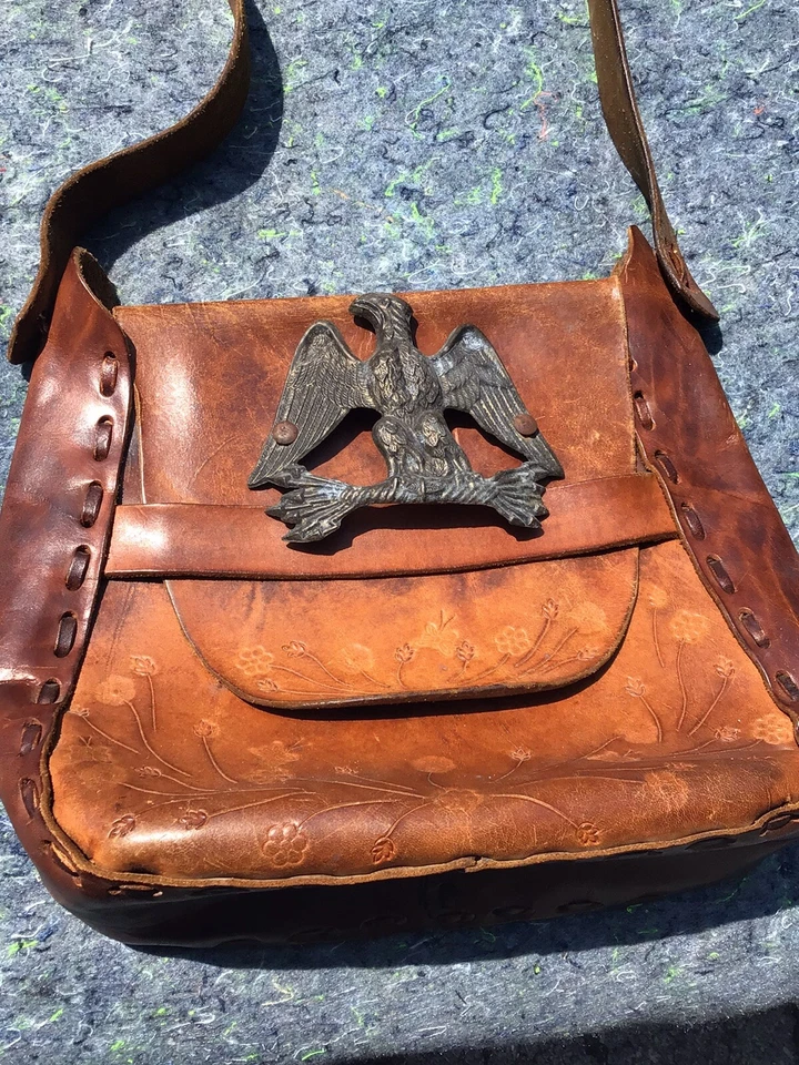 Bolsa de couro vintage feita à mão 24,5 polegadas *RARA* - Imagem 2 de 4