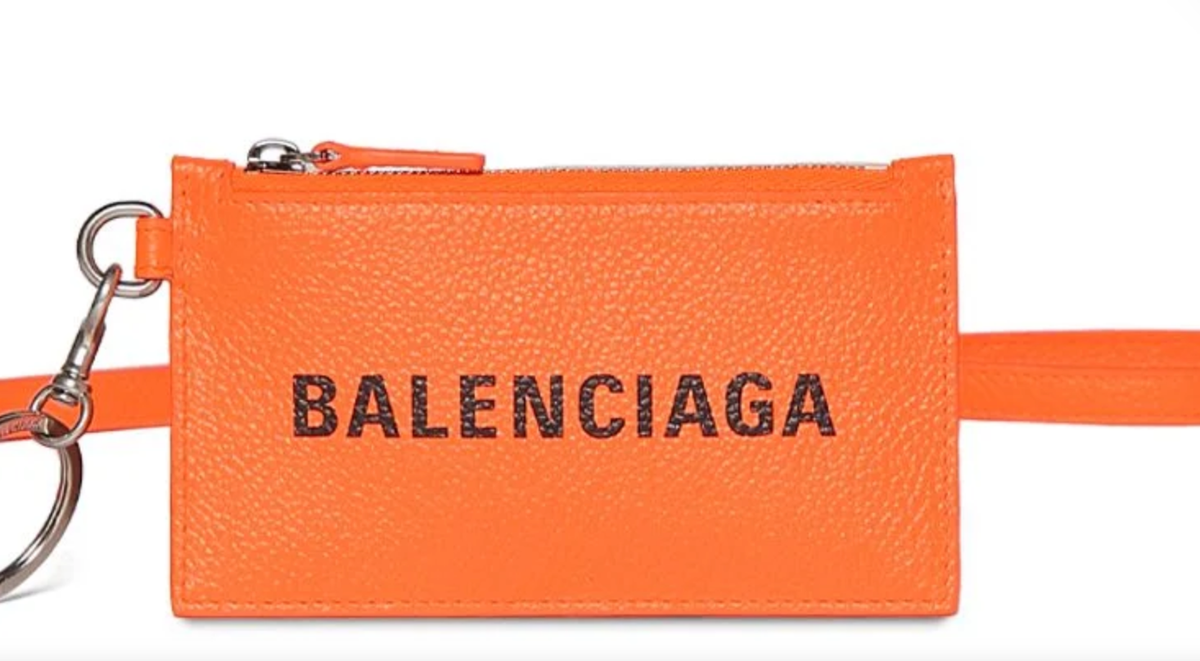 NEW W TAGS BALENCIAGA Men's Cash Leather Lanyard Card Case in
