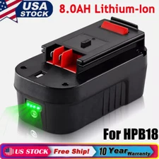 Pack 18V 8.0Ah For Black and Decker 18 Volt Lithium-Ion Battery HPB18 HPB18-OPE