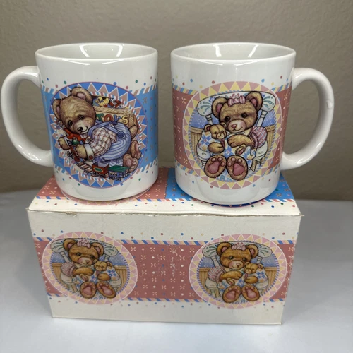 Darlington Farms Papa Bear Mama Bear Coffee Mugs New Old Stock Vintage 1989