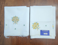 Vtg White Embroidered Pillow Cases Yellow Floral Set Of 2 Grannycore