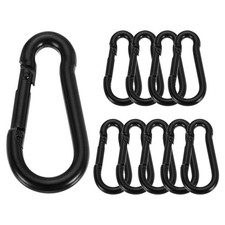 10 Pcs Spring Snap Hook, 1.57" Spring Link Buckle for Hiking Fishing, Black