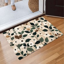 1Pc Floor Mat with Vintage Floral Pattern Non-Slip Carpet for Home Decor