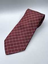 Burberry of London Men's Classic Red Blue Plaid Check Tie 100 Silk, Italy