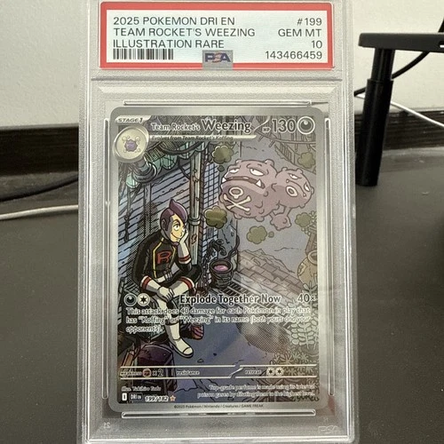 2025 POKEMON DESTINED RIVALS ILLUSTRATION RARE #199 TEAM ROCKET'S WEEZING PSA 10