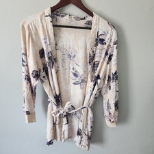 Japna Lounge Pink Floral Kimono Lightweight Wrap Robe Size Large