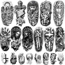 77 Sheets Christian Temporary Tattoos for Adults, Cross, Jesus, Angels