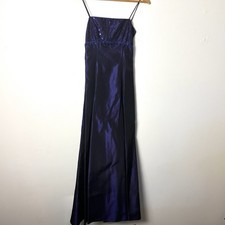GORGEOUS VINTAGE water signs blue maxi dress with scoop back Size 3/4