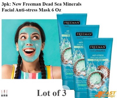 Pack of 3 New Freeman Dead Sea Minerals Facial Anti-stress Mask 6 Oz