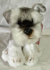 Russ Berrie Schnauzer Yomiko Classics Dog 6  Gray White Plush Stuffed Puppy Soft