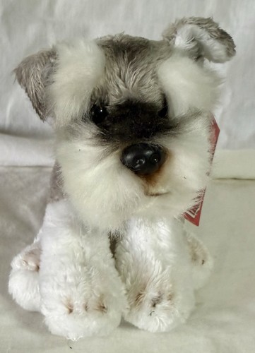 Russ Berrie Schnauzer Yomiko Classics Dog 6” Gray White Plush Stuffed Puppy Soft
