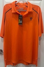 Under Armour Heat Gear Polo Golf Shirt Loose Mens L Orange Short Sleeve