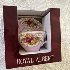 2002 Royal Albert Bone China Rose Cameo Violet Tea Cup, Saucer in original box 