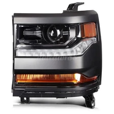 Labwork Left Headlight For 2016-2018 Chevy Silverado 1500 HID/Xenon Black w/ LED