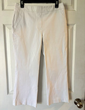 Spanx Women s White Cropped Pants Flat Front Solid Size M Regular