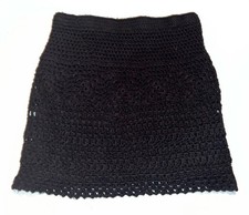 Vintage Pins And Needles Black Crochet Skirt Boho Mini Skirt Size Medium