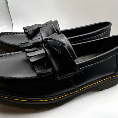 Dr. Martens Men's Black Leather Tassel Fringe Loafers Slip-On US 12