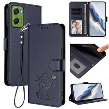 For Motorola Moto G06 4G Embossed Heart Cat Leather Phone Case