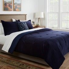 Full/Queen Velvet Comforter and Sham Set Navy - Threshold: Luxurious Bedding Set