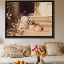 Shih Tzu Dog Canvas Print Oil Painting Vintage Dog Artwork Living Room Decor