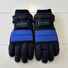 Kids Medium Polo Sport Ralph Lauren Winter Snow Gloves Black Blue 100 Nylon