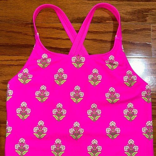 Mini Boden Pink Paisley Girls Cross Back Tankini Swim Top Size 11-12Y - Picture 5 of 11