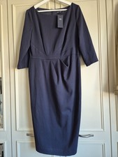 Marks & Spencer Navy Work Office Formal Midi Dress, Size UK 14, New With Tags
