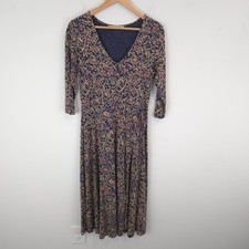 Peruvian Connection Women's Sylvie Floral Dress Midi Jersey Knit Boho Size M