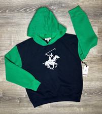 Beverly Hills Polo Club Boys Youth Colorblock Pullover Hoodie Navy Green XL NWT