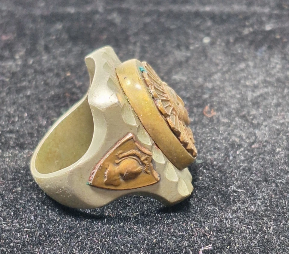 Латунь и медь мексиканский мотоциклиста главный кольцо размер 9 винтажный 1940-х - Изображение 2 из 4