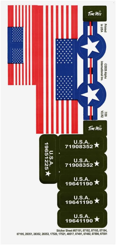 Three plastic Timmee toy tanks with U.S. flag design, one with red star and white chevron, one with blue star and red chevron.