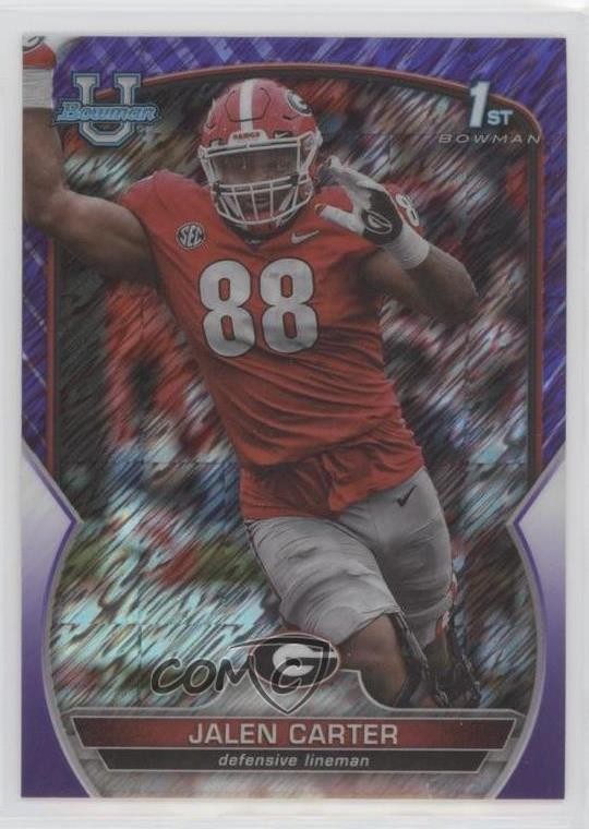 2022 Bowman U Chrome Purple Shimmer Refractor Jalen Carter #37 05ol