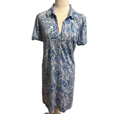 LILLY PULITZER  Sadie Polo Dress TURTLEY AWESOME large Blue UPF 50+ SPF vacation