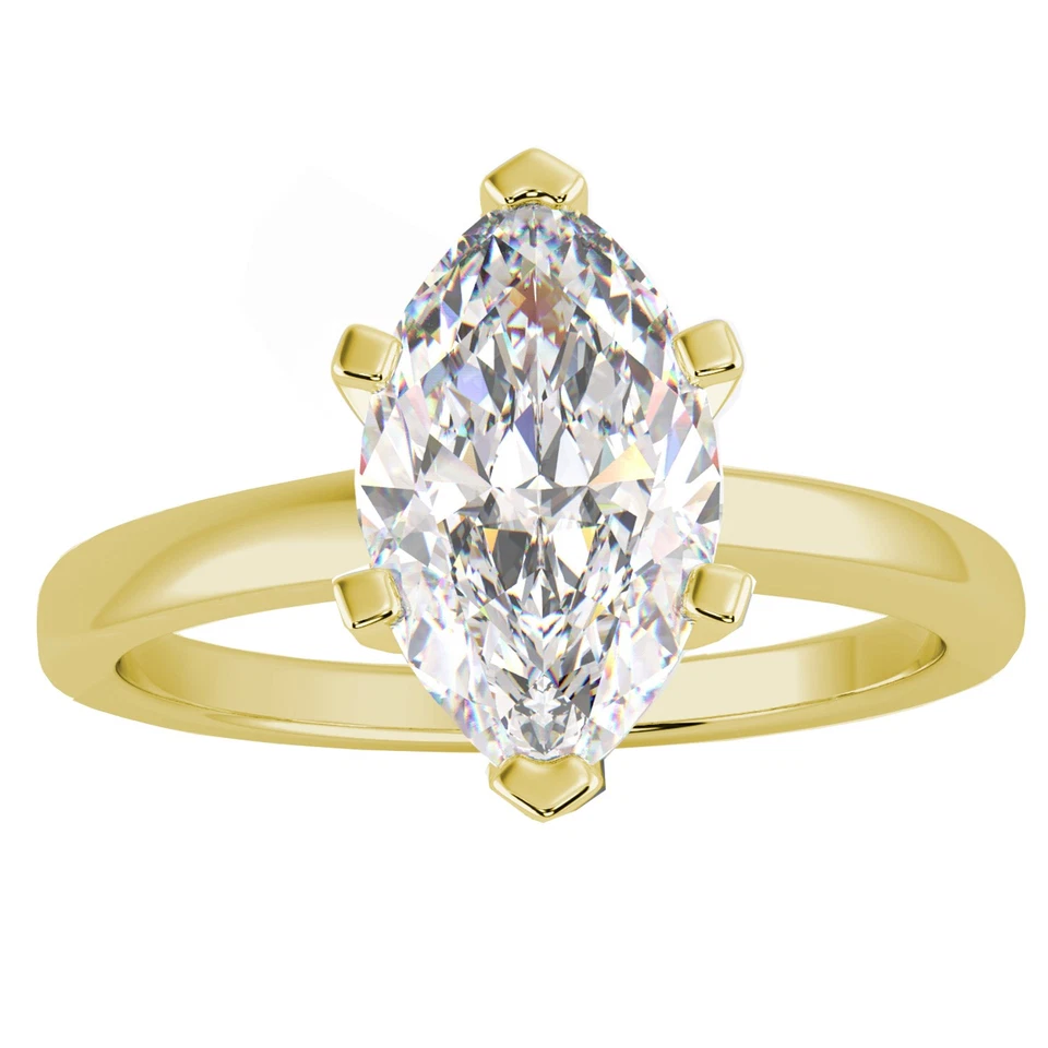 1.02 Ct Marquise Cut VVS2/F Solitaire Diamond Engagement Ring 14K Yellow Gold - Image 2 of 4