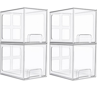 Vtopmart 4 Pack Large Stackable Storage Drawers,Easily Assemble Acrylic Bathroom