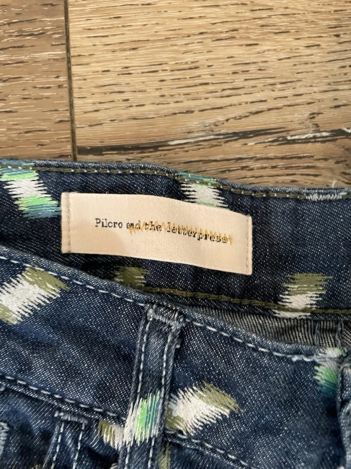 Pantalones Cortos Denim Anthropologie Pilcro & The Letterpress - Estampado Turquesa Batik Foto 4 de 4