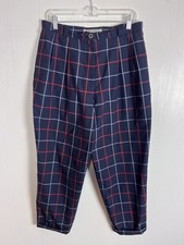 Burberry Vintage Nova Check Navy Wool Trousers Women  s Size 32  
