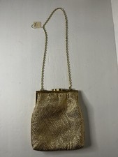 Vintage Retro Gold Shimmer/Metallic Mesh Purse Made in Hong Kong